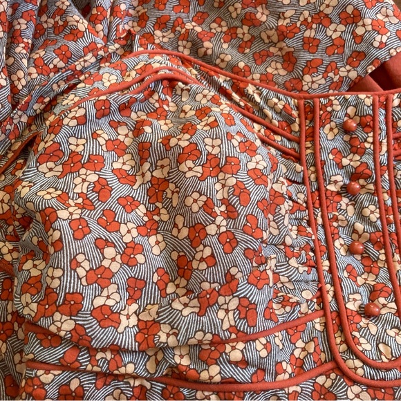 Susana Monaco Maxi Dress Rust Orange Floral Sundress Silk Cotton Size 8 - Picture 13 of 14